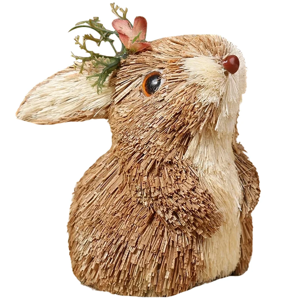 

Bunny Decor Statue Rabbit Outdoor Desktop Statues Home Easter Sisal Ornaments Creative Cute Model Bunnies Resin Craft
