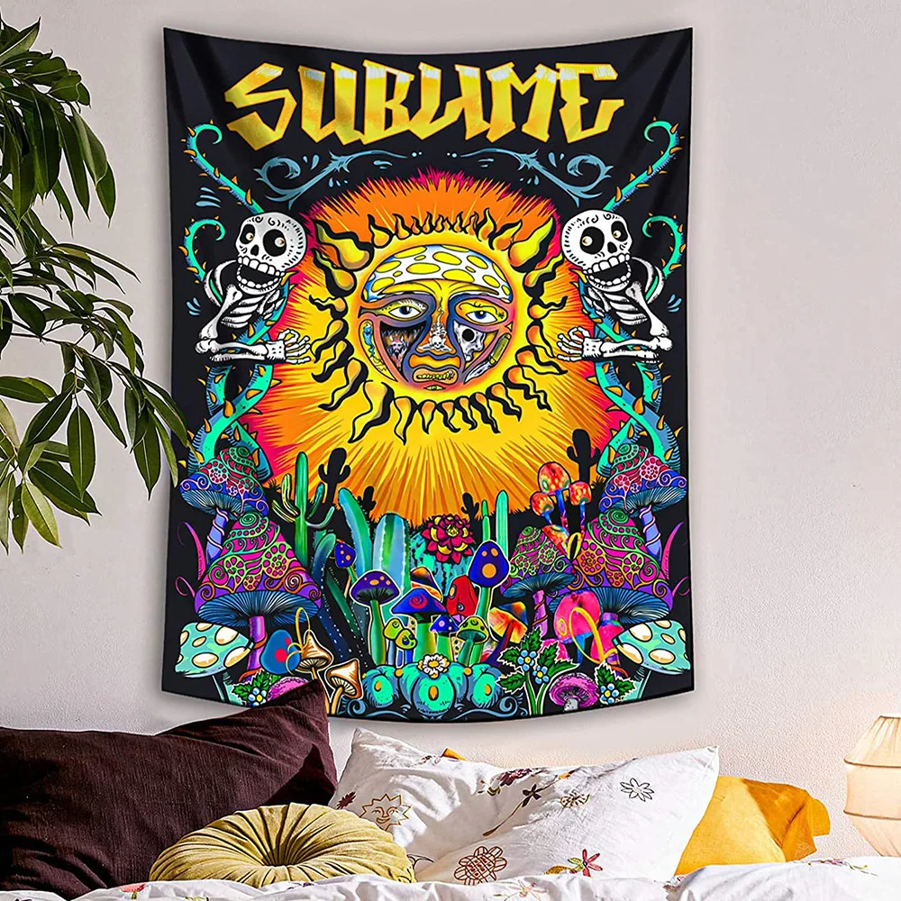 

Trippy Sublime Sun Tapestry Wall Hanging Hippie Tapestries Bohemian Psychedelic Mushroom Tapestry Aesthetic Room Home Decor