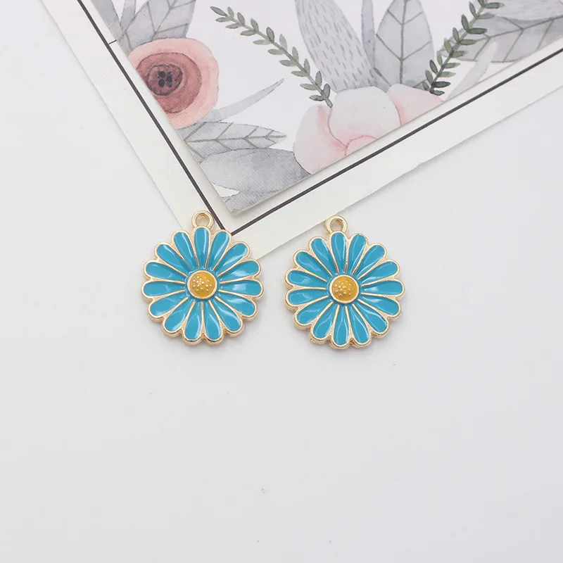 10 шт./лот 18x20 мм белый синий желтый цветок с масляной эмалью DIY Подвески для сумки