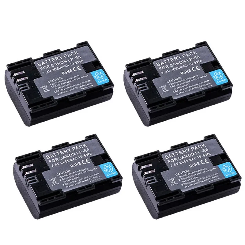 

4x2650mAh akumulator litowo-jonowy LP-E6 LP-E6N lpe6 LP E6 E6N baterie do Canon LP-E6 EOS 5DS 5D Mark II Mark III 6D 7D 60D 60Da