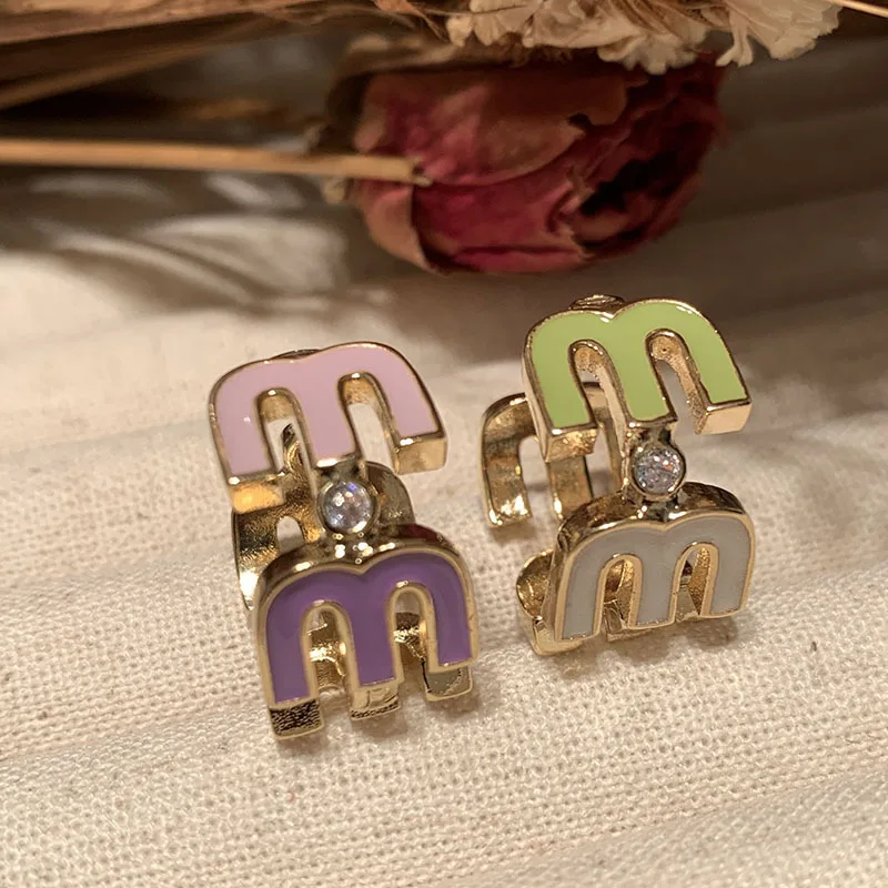 

English Alphabet Letter Earrings Candy Color Gradient Color Earrings