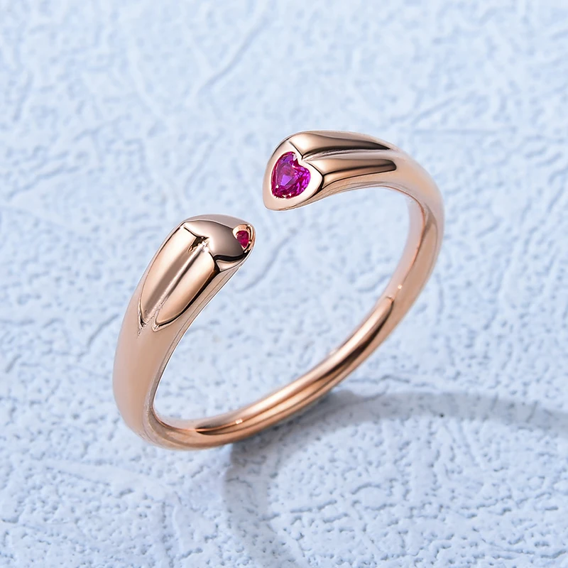 

Stylever Cute 925 Silver Red Love Heart Zircon Ring Fashion Rose Gold Adjustable Open Rings for Women and Girls Original Jewelry