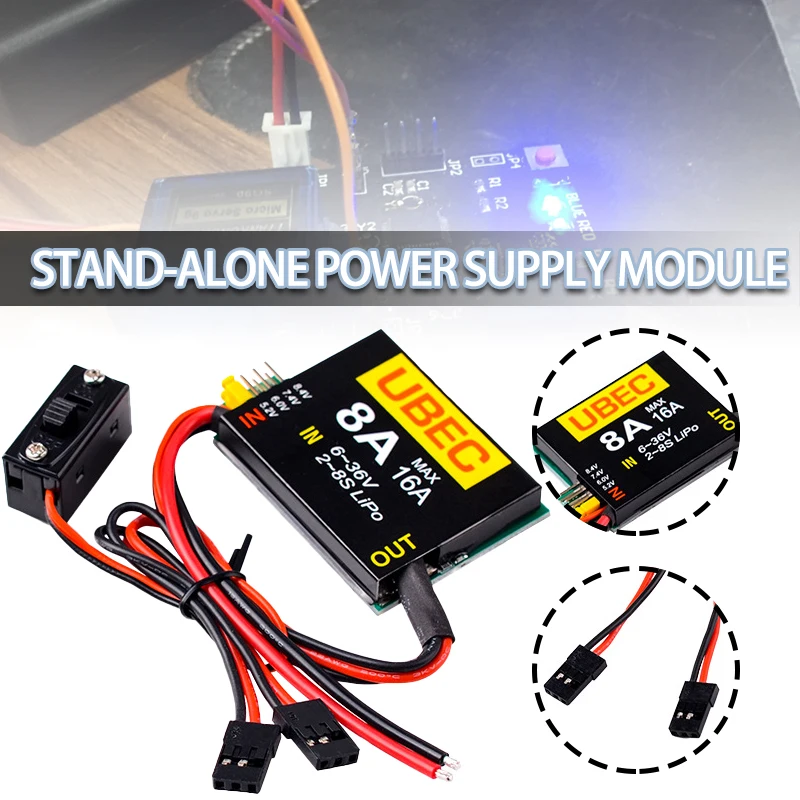 

Mayitr 1pc UBEC-8A 6V-36V 2-8S LiPo Independent Power Supply Module BEC/UBEC Ssteering Gear/Receiver RC Car Part