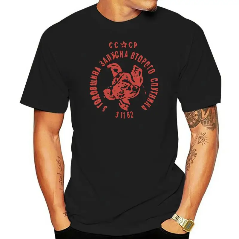 

Мужская футболка с принтом, хлопковая футболка с коротким рукавом Laika, советская космическая собака CCCP, женская футболка