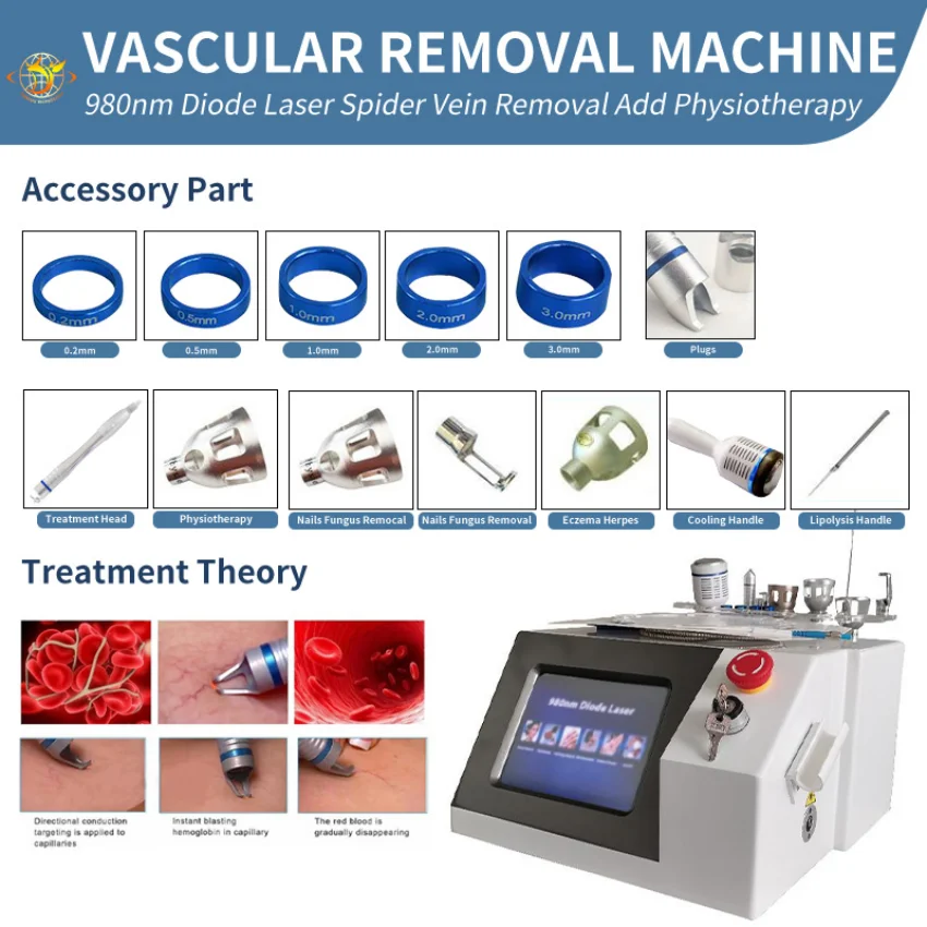 

6 In 1 980Nm Red Blood Vascular Remove Laser Spider Vein Removal Laser Age Spots Removal