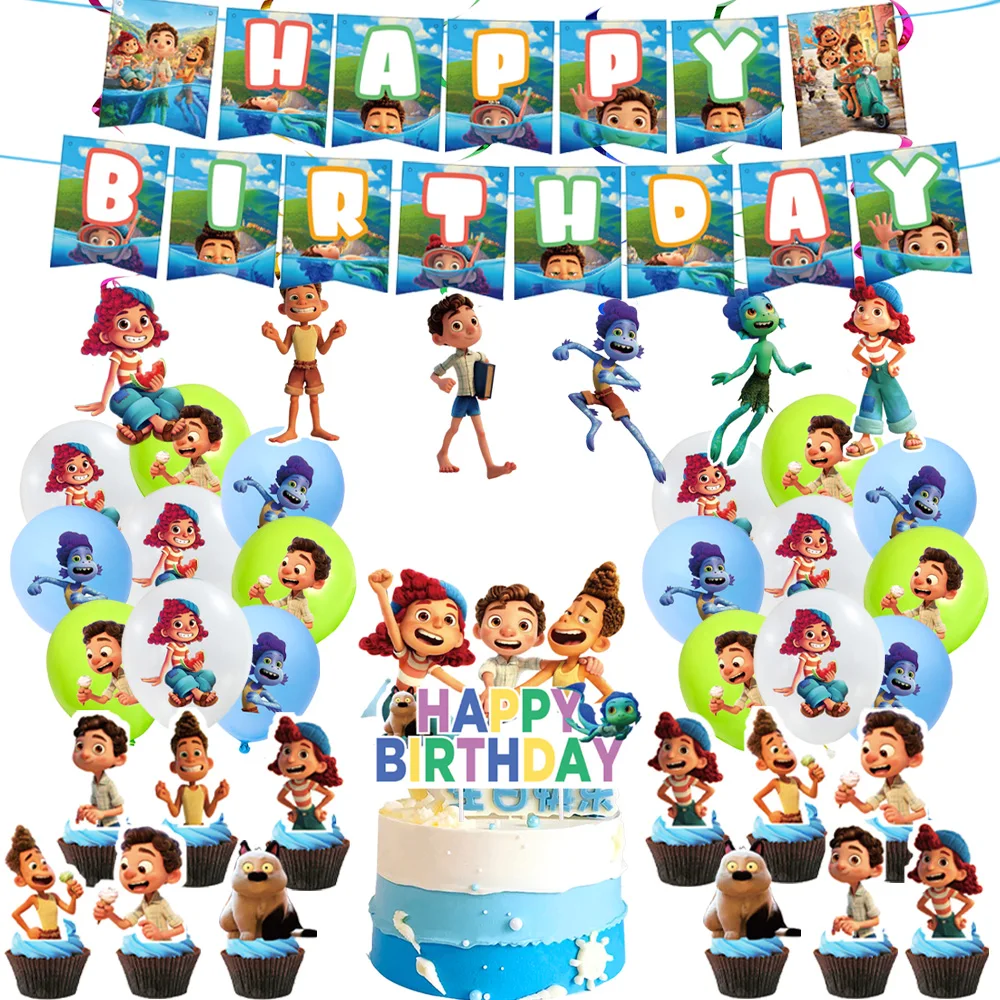 Disney Luca Latex Balloon Cake Topper Birthday Party Supplies Decor Inflatable Decor Banner Kids Room decor Gift Boy Game Party