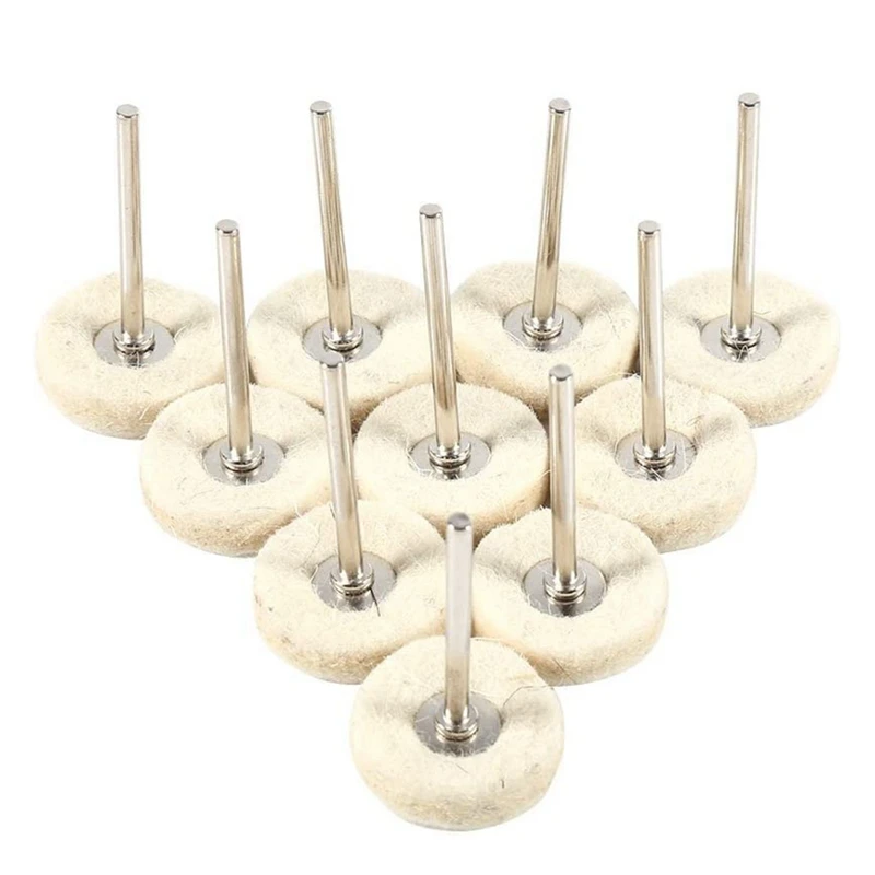 

10 Polishing Wheels, 25Mm Wool Felt Polishing Pad, Jewelry Polishing Tool Polishing Pad Set With Handle