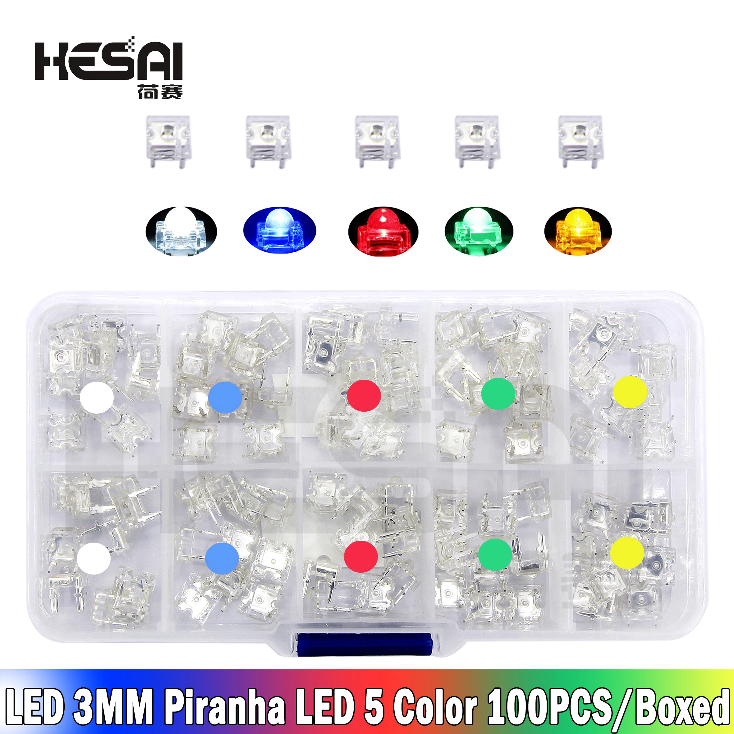 

High Quality LED 3MM Piranha LED White Red Green Blue Yellow 3mm LED Diode Light-Emitting-Diodes 4 Pin Piranha LED Brightness