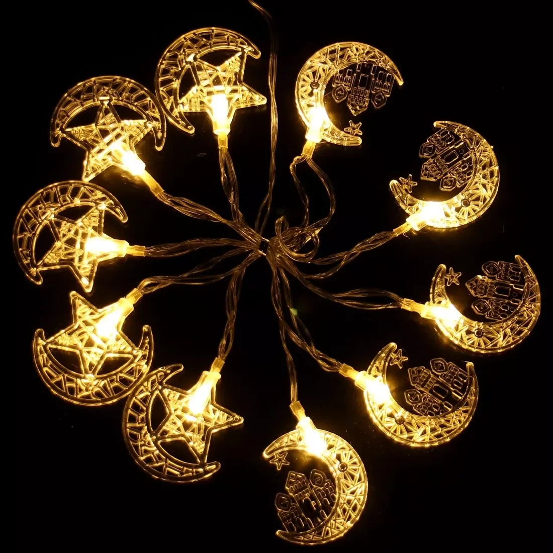 

Hot Moon Star EID Mubarak LED String Fairy Light Ramadan Decoration For Home Islamic Muslim Party Suppiles Eid Al Adha Ramadan K