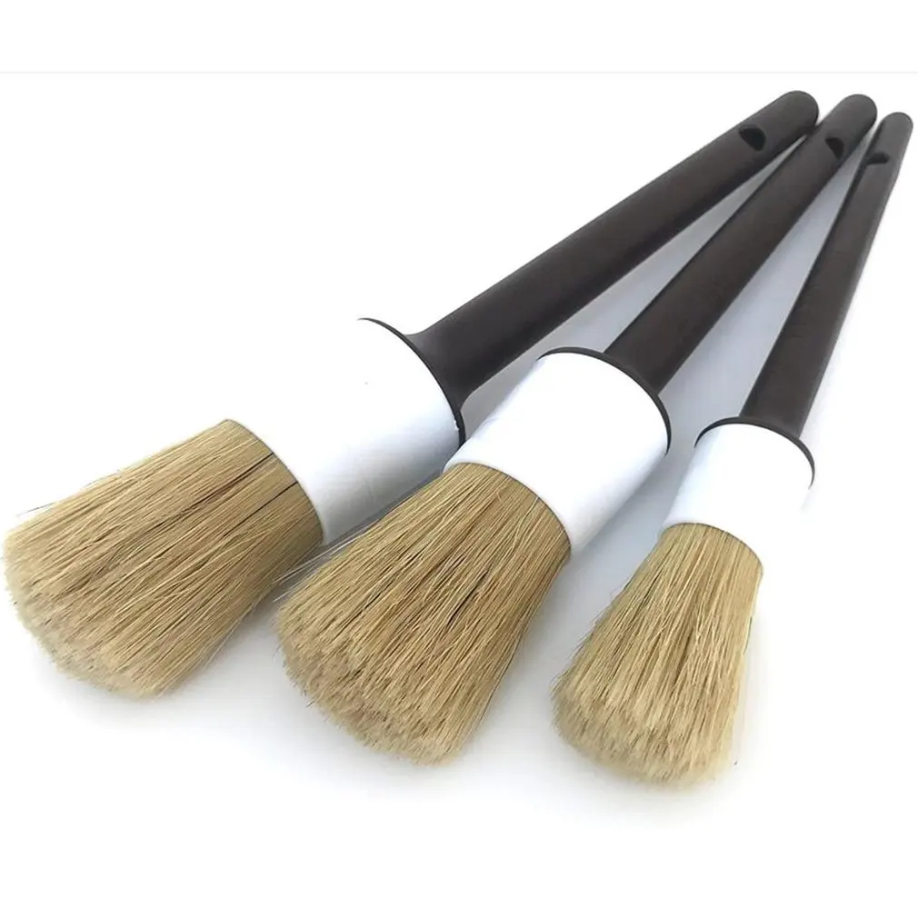 

Car Exterior Interior Detail Brush ​3PCS Boar Hair Bristles Brush for Car Cleaning Auto Detail Tools Dashboard Cleaning Brush