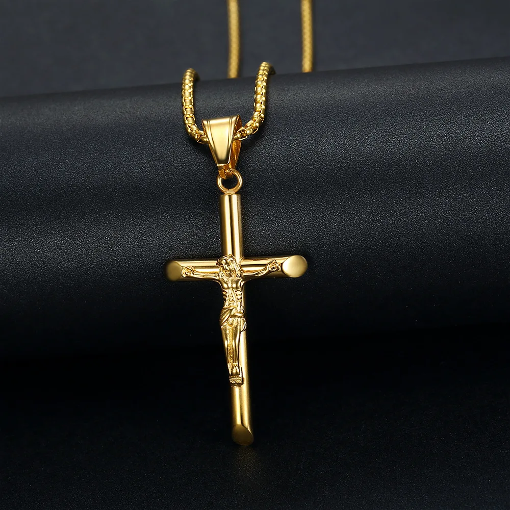

Stainless steel - Crucifix Cross - Religious Hip Hop pendant Necklace