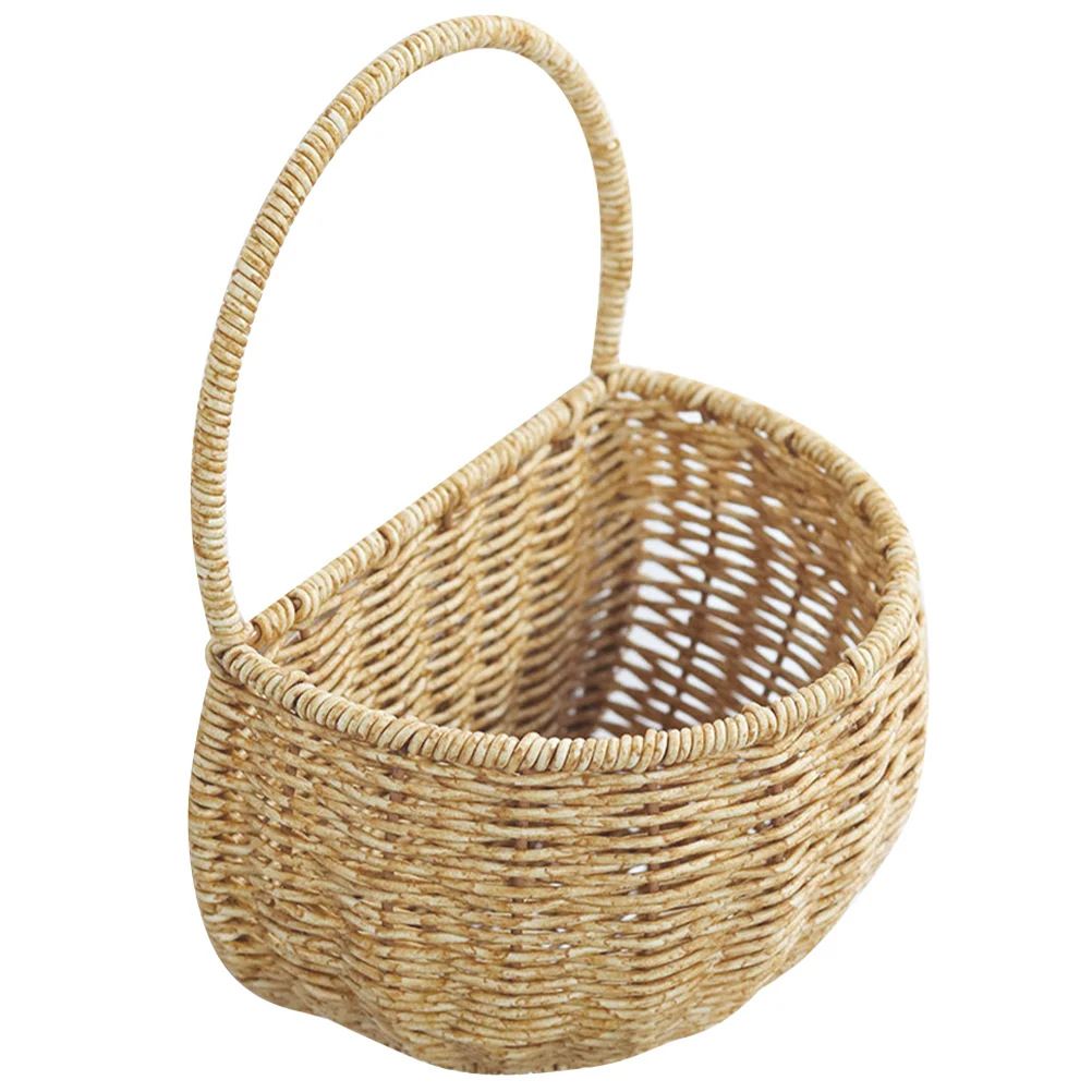 

Basket Hanging Wall Egg Fruit Rattan Flower Wicker Vegetable Woven Baskets Kitchen Fruits Container Bread Picnic Willow Planter