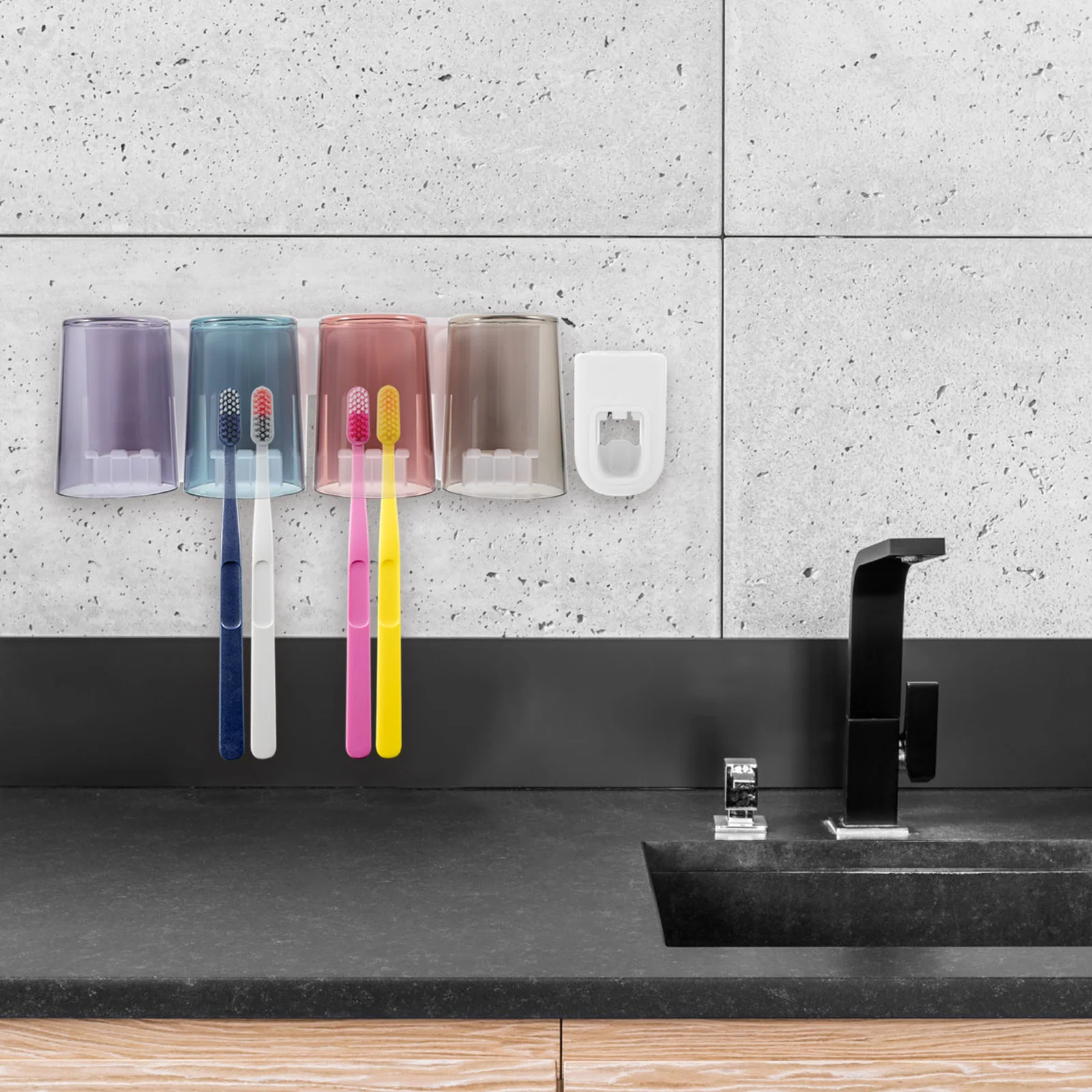 

Holder Bathroom Accessories Hanging Cup Plastic Toothpaste Wall Shelf Organizers Automatic Wall-mounted