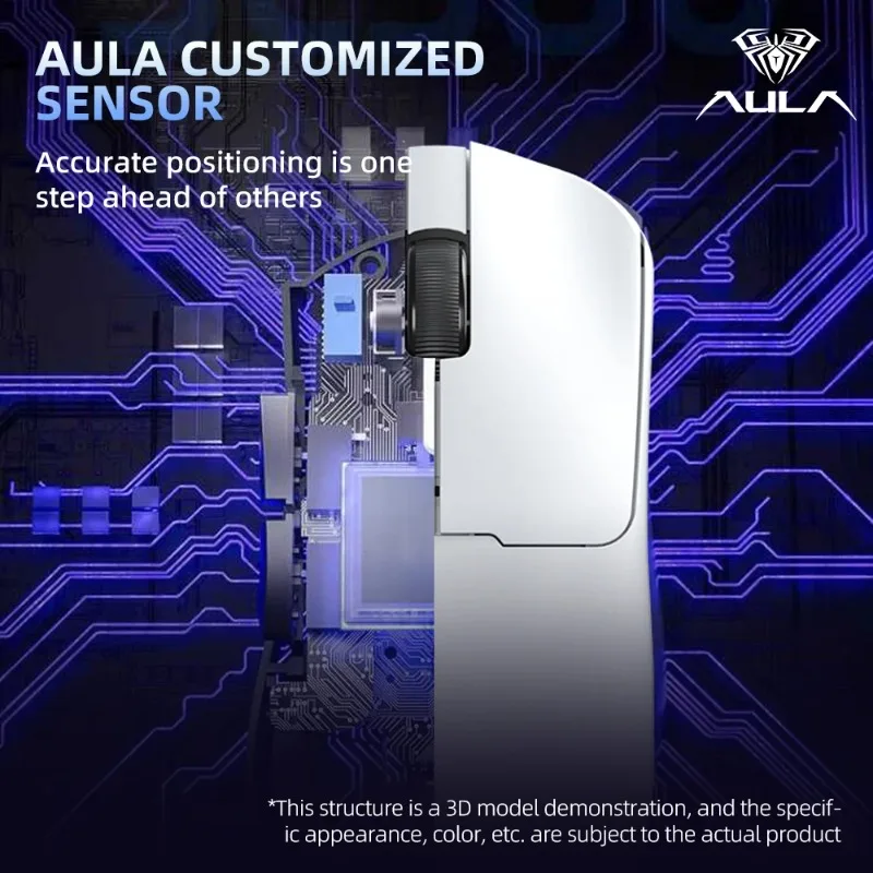 Фото Игровая мышь AULA SC380, трехрежимная, беспроводная, Bluetooth, перезаряжаемая, с магнитной базой, 12000 DPI, RGB, легкая, для киберспорта №3