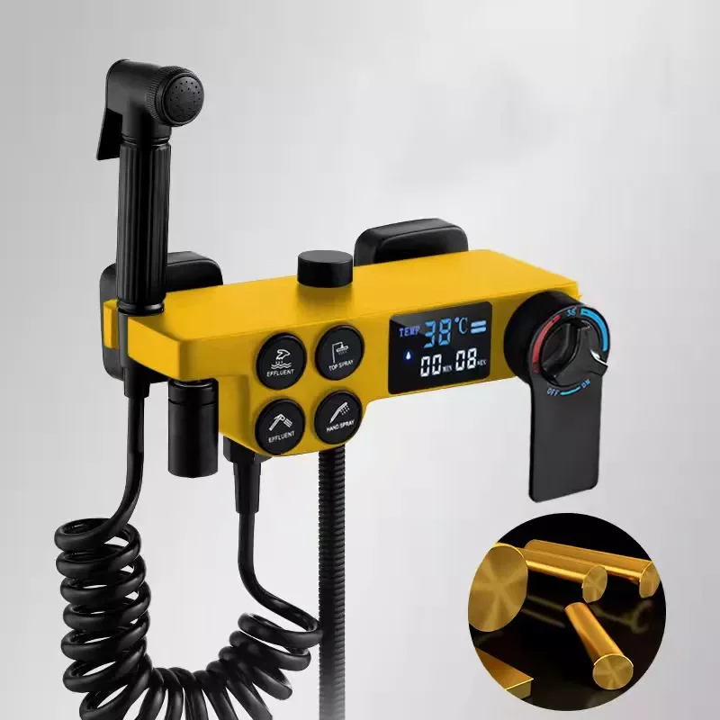 

Black Display Thermostatic Shower Faucet Set Rainfall Bathtub Tap All Matel Water Flow Produces Electricity