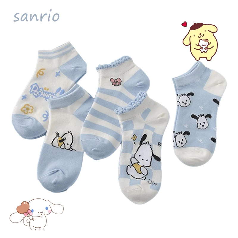 

Sanrio, животные, Pachacco, кавайные Мультяшные хлопковые носки, носки-лодочки для девочек, милые мягкие кружевные короткие носки для студентов, модные эластичные носки