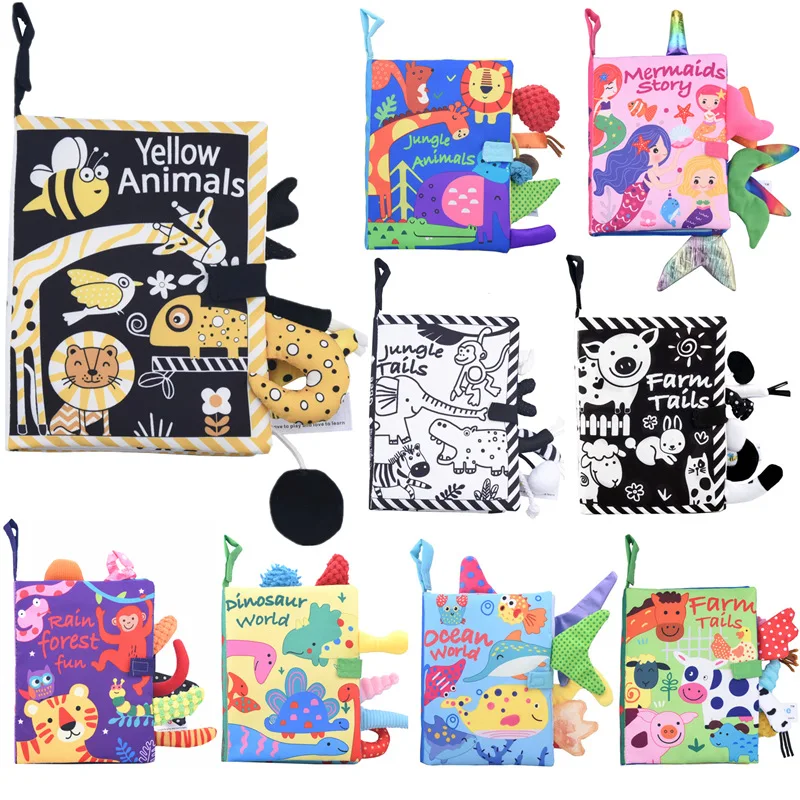 

Cloth Book, Gbee Tail Cloth Book Un-tearable Infant Cloth Book Enlightenment Early Education Cloth Book Baby Toys