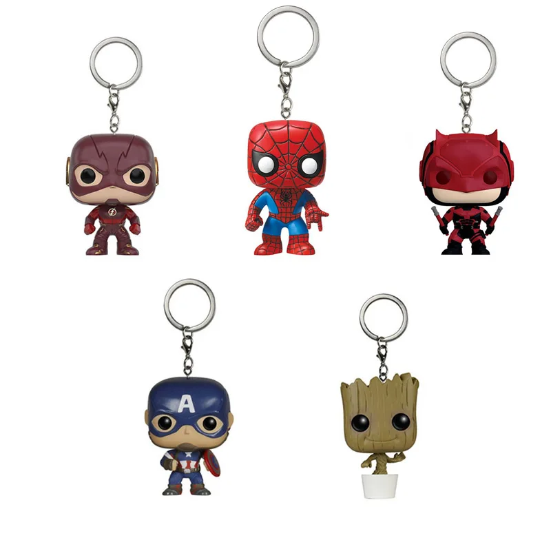 

Фигурки героев аниме Marvel, Человек-паук, Железный человек, кавайная экшн-фигурка, модель, брелок, подвеска, рюкзак, Декор, мультфильм, детские ...