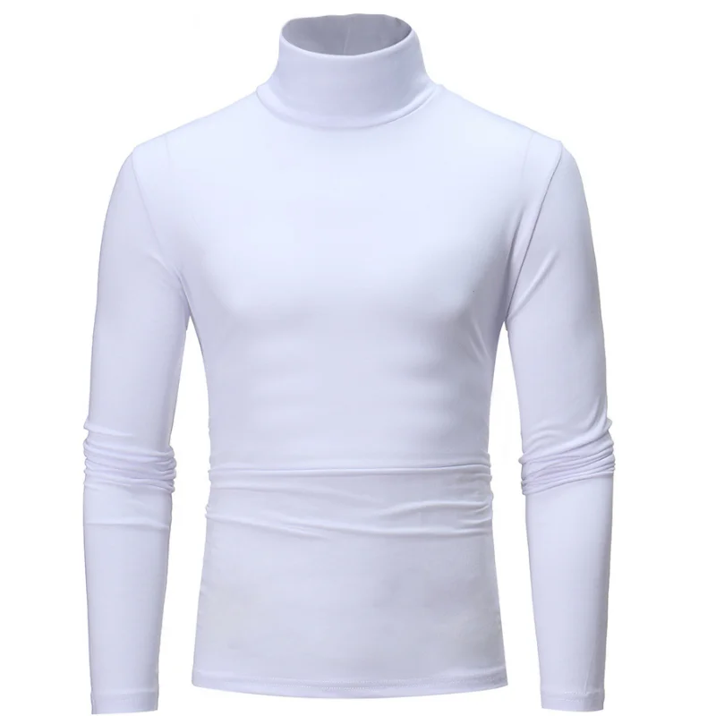 Men Half High Collar Long Sleeve Warm Men's Bottoming Soft T-shirt Long Sleeve Autumn Winter Half High Collar Fashion Thermal