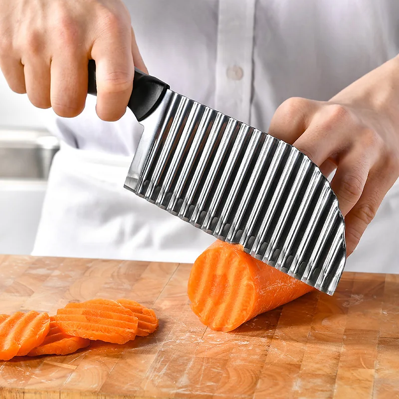 Stainless Steel Potato Chip Slicer Vegetable Fruit Crinkle Wavy Slicer Knife Carrot Cutter French Fries Maker Kitchen Tools images - 6