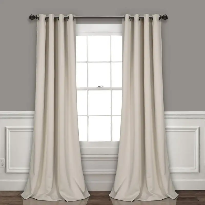 

Grommet Solid Color 100% Polyester Blackout Room Darkening Window Curtain Panel, Wheat, 120"L x 52"W, Set of 2