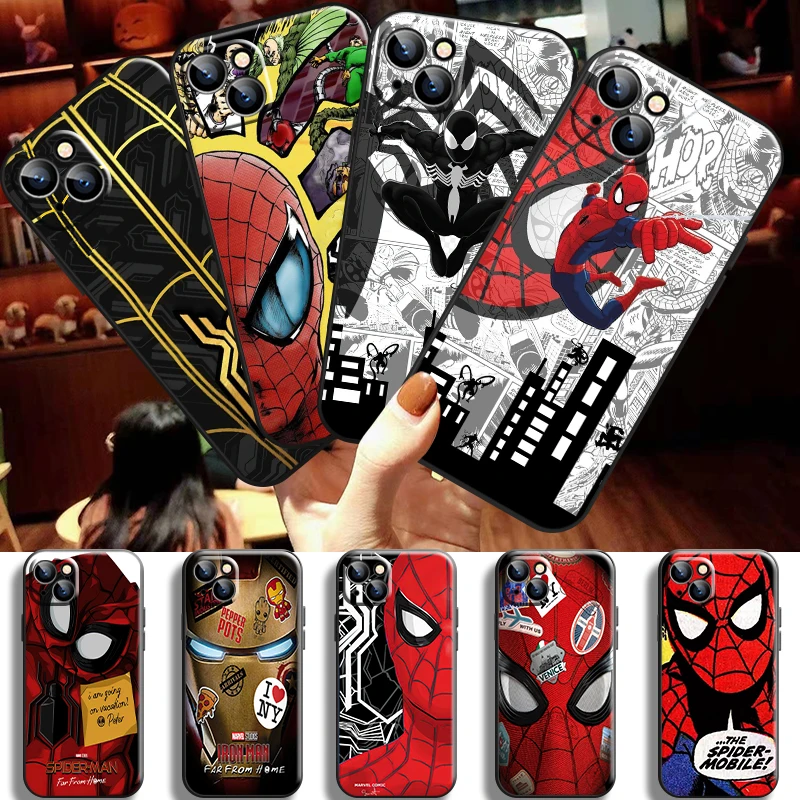 

Spiderman Venom Iron Man Phone Case For iPhone 14 Pro Max 13 12 11 Pro Mini X XR XS Max 7 8 Plus Back Black Shell Soft TPU