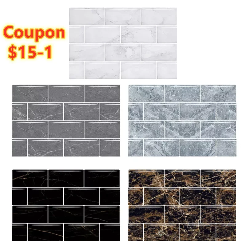 

20x30cm Vintage Waterproof tile stickers Tile Adhesive Kitchen Wall Stickers For Bathroom Home Sticker Wallpaper Decoration