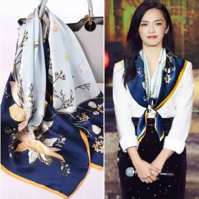 

Женский Шелковый Хиджаб с цветочным принтом, 90 см