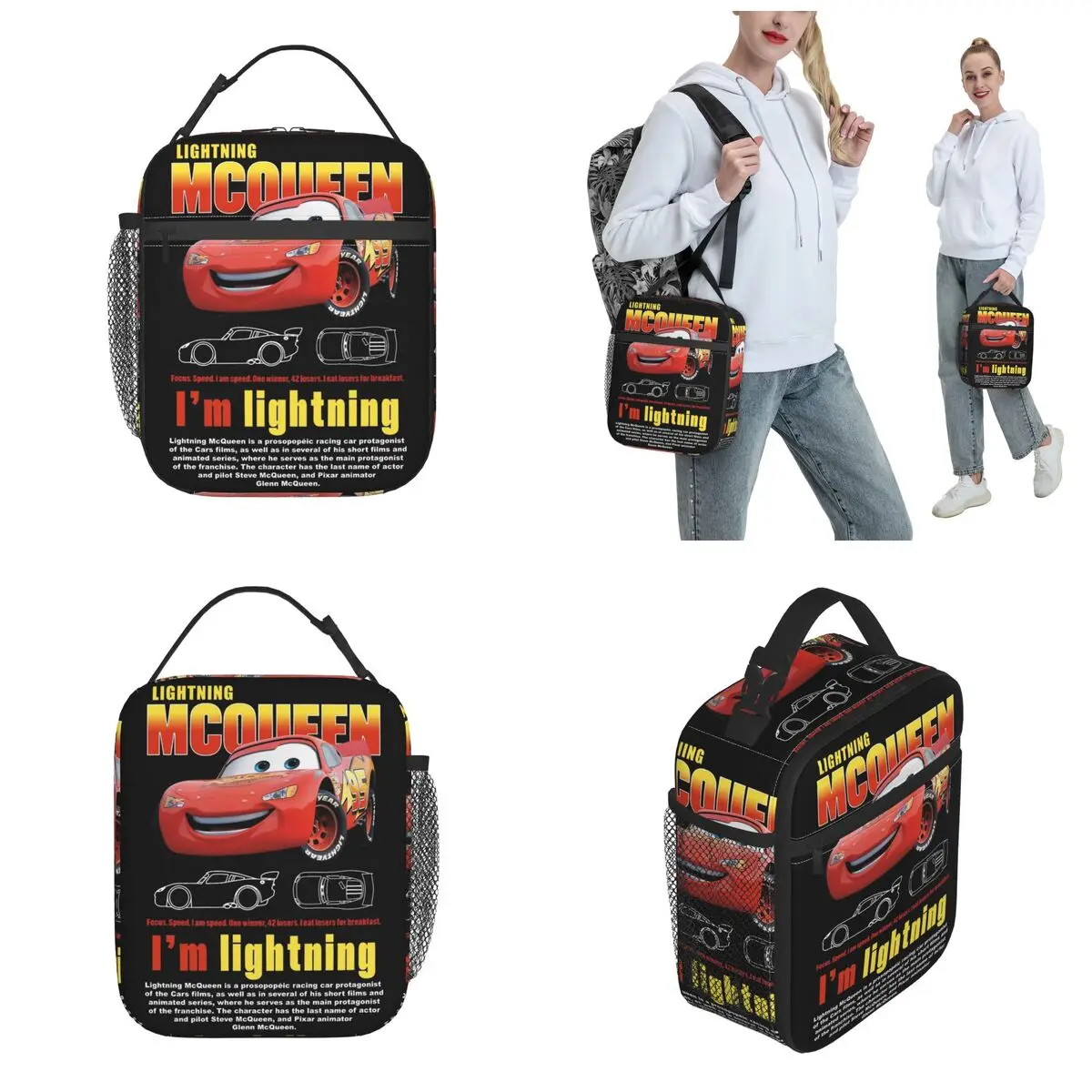 Cars Lightning Mcqueen Izolowana torba na drugie śniadanie Cooler Pojemnik posiłek Przenośne pudełko Tote Girl Boy Beach Travel