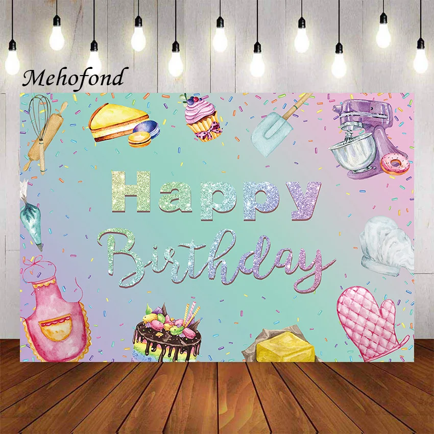 

Mehofond Photography Background Cupcake Girl Party Birthday Supplies Dessert Cake Table Decorations Backdrop Photo Studio Props