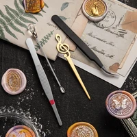 4pcs wax seal stamp beads stirring spoon stick tweezers anti scalding scoop postage wedding envelope card making hobby tools