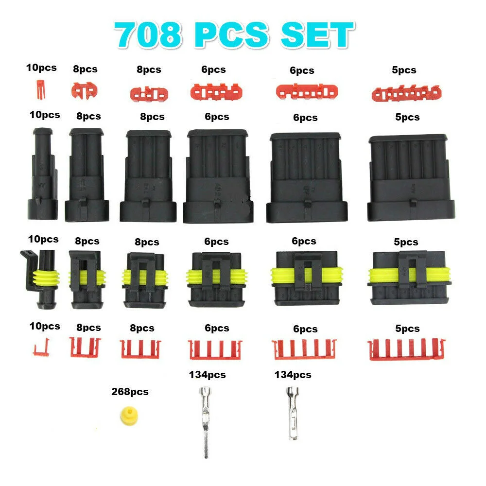 Комплект автомобильных водонепроницаемых разъемов 708 шт