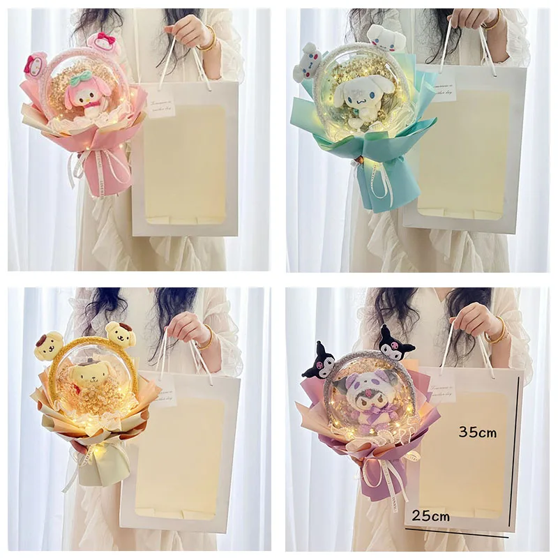 

Sanrio цветочный букет кавайная коричная плюшевая игрушка My Melody Милая мультяшная искусственная девушка подарок на день Святого Валентина