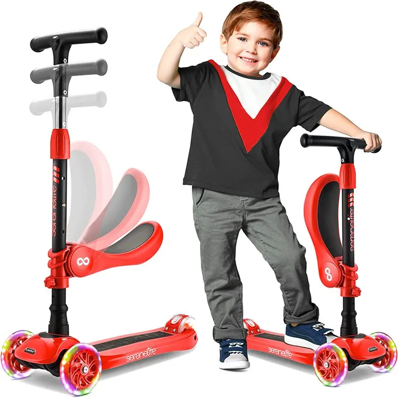 

3-колесный Регулируемый скутер для детей-2-в-1 Sit/Stand Kick Scooter w/ Flip-Out Seat
