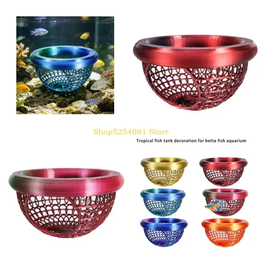 Фото AXYC Betta Fish Hideouts Shelter Cave Плавающая кровать для разведения с 3D-печатью Дизайн для домашних аквариумов Ландшафтное №1
