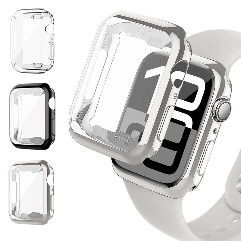 Фото Чехол из ТПУ для Apple Watch Series 11, 10, 9, 8, 7, SE, 6, 5, 4, 41 мм, 44 мм, 40 мм, 45 мм, 42 мм, 46 мм, защитный бампер для экрана, аксессуары для iWatch №1