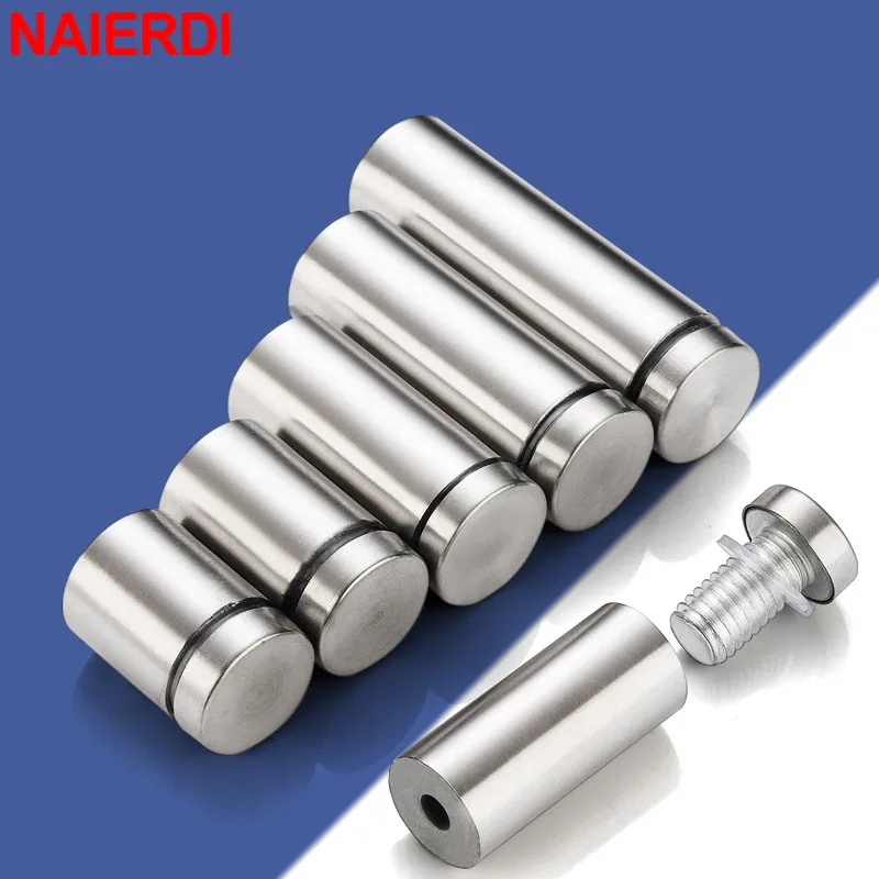 

NAIERDI 10 Pieces 16mm Advertising Screws Sign Standoff Screws Stainless Steel Wall Mounts Acrylic Glass Fasteners Hardware