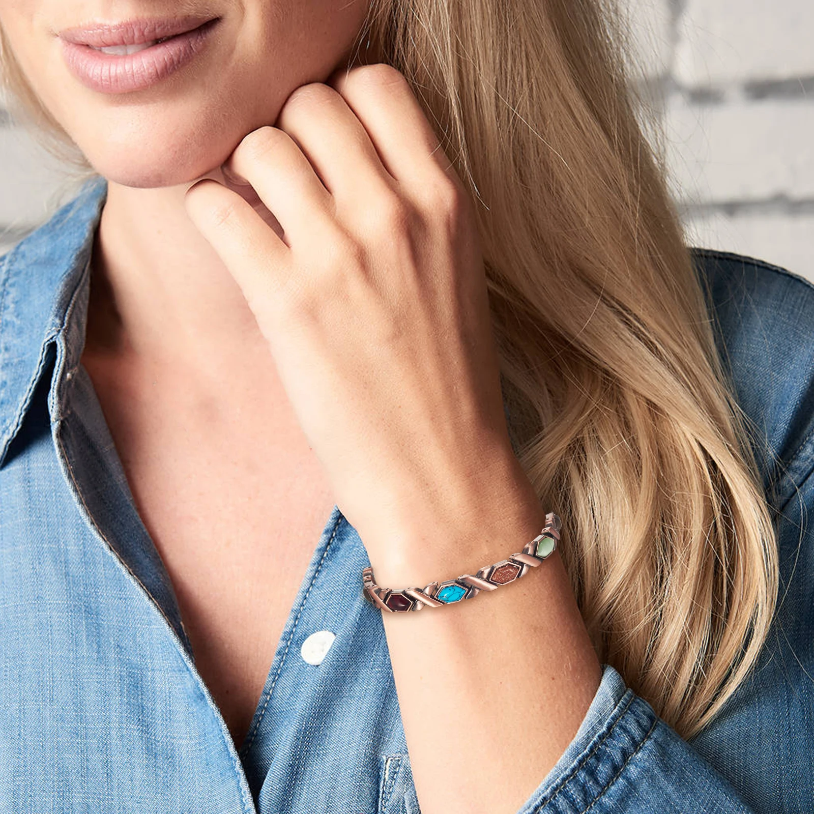 Медный магнитный браслет Wollet для женщин и мужчин бирюзовые браслеты с магнитом