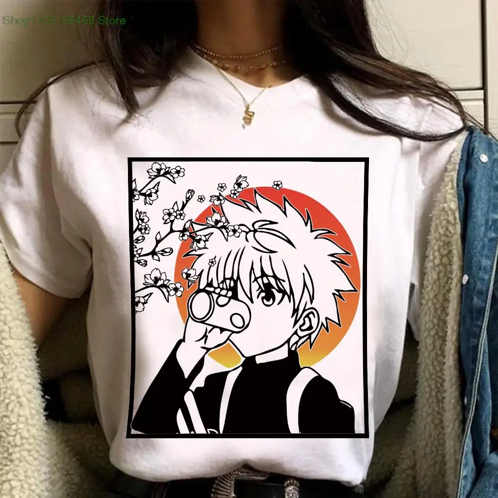 

Anime T-Shirt Killua Cherry Blossom Clothes Tops Tees Camiseta Camiseta