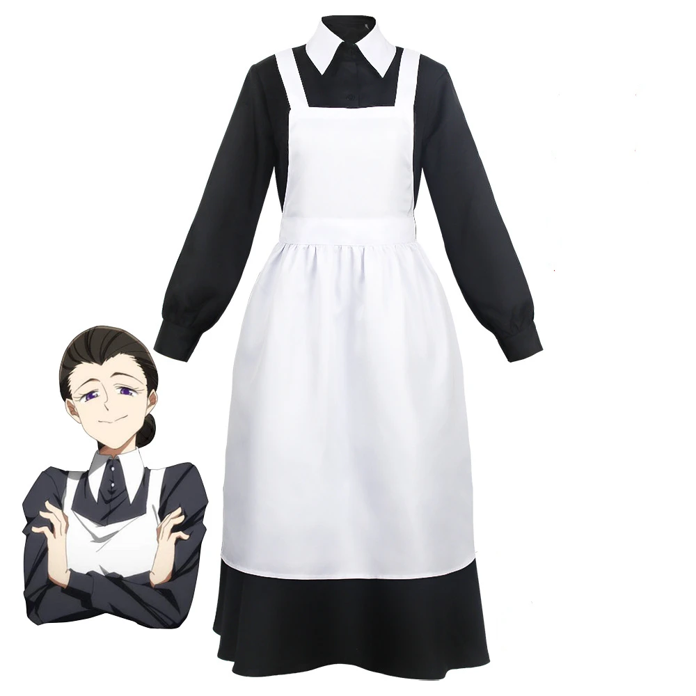 

Anime Women's The Promised Neverland Isabella Krone Cosplay Maid Dress Costume Long Sleeve Housekeeper Dress Halloween Cosplay