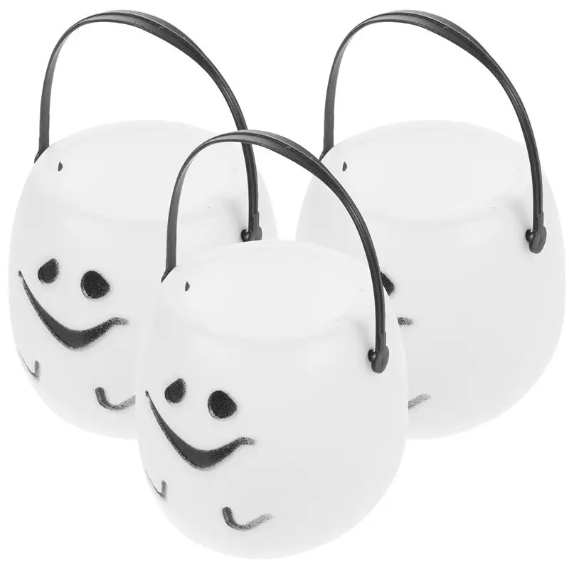 

3pcs Pumpkin Buckets Halloween Candy Holders Handheld Plastic Candy Container Halloween Hamperation Gift Box Trick treat