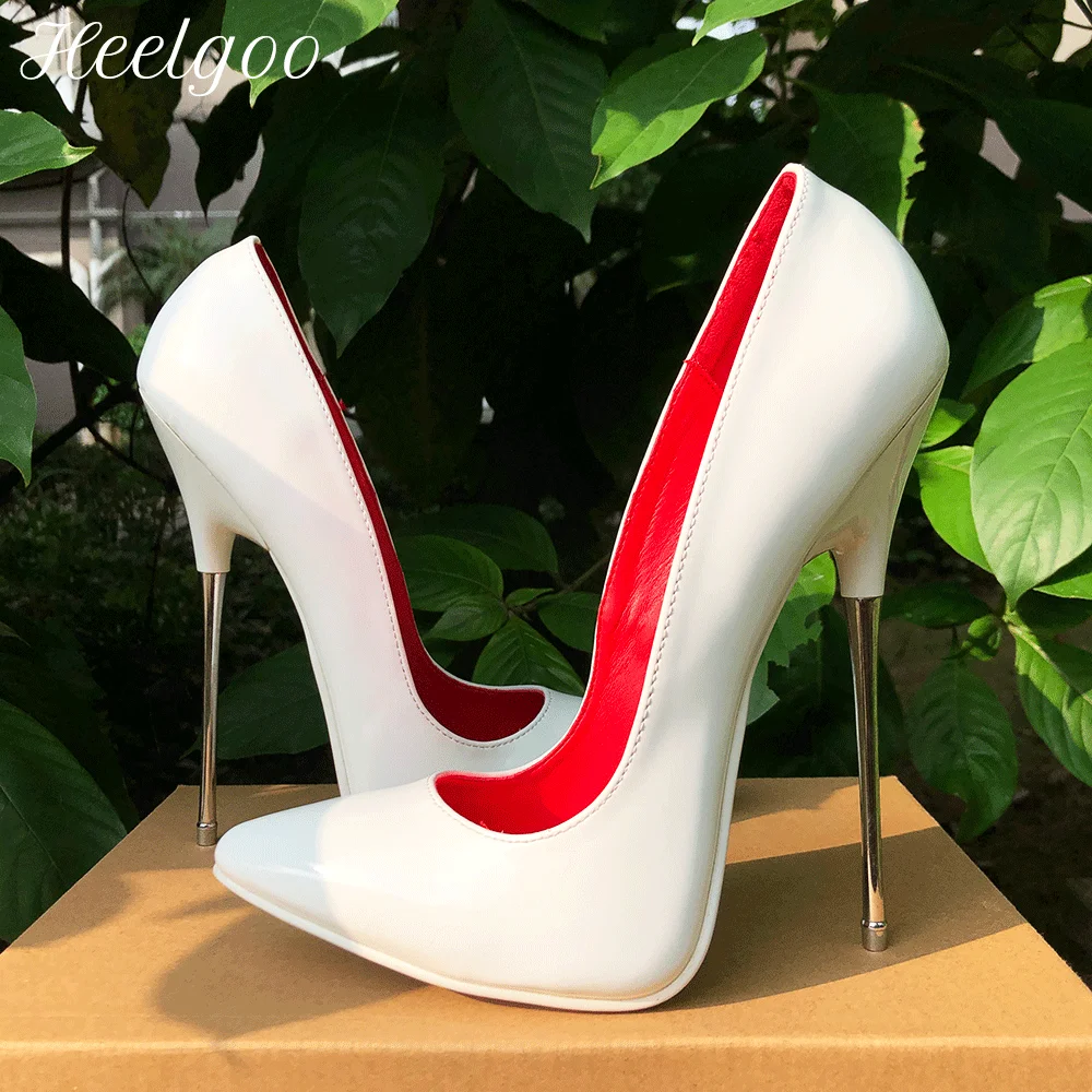 

Heelgoo Glossy White 16cm Super High Heels Women Sexy Night Club Performance Stiletto Pumps Crossdresser Unisex Shoes Plus Size