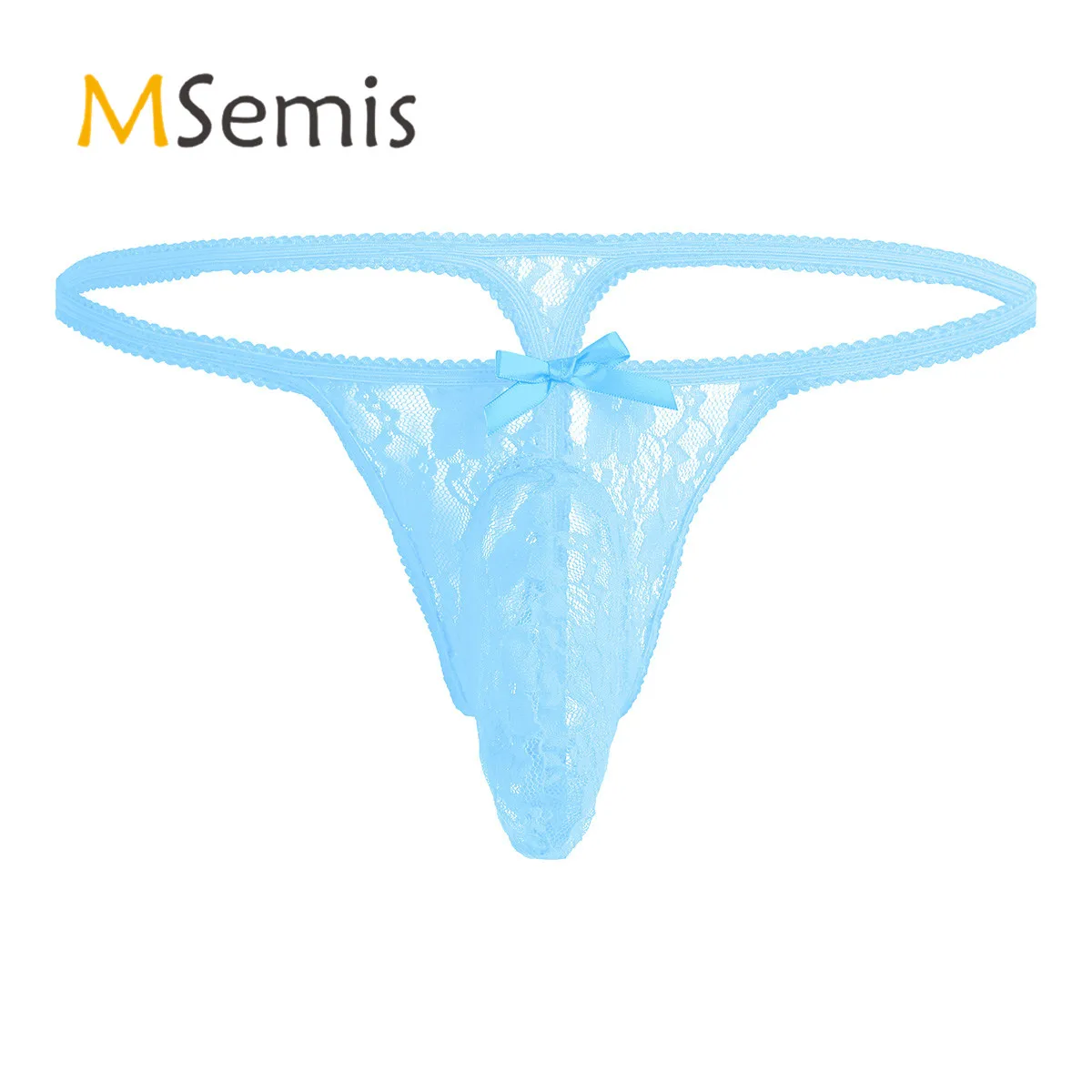 

Mens Lingerie Sissy G-String Thongs Panties Floral Lace See-through Bulge Pouch Open Butt Bikini G-string Briefs Underwear