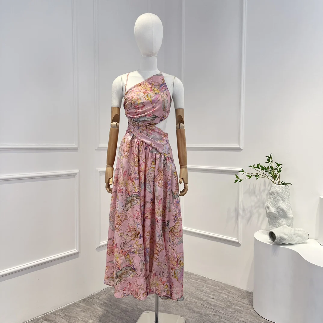 

Женские платья-миди с цветочным принтом, асимметричные платья с цветочным принтом, весна-лето 2023