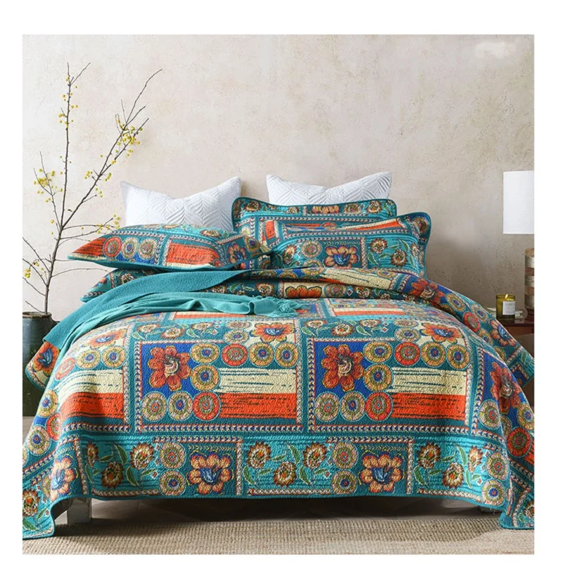 

3pcs Bedding Quilted Bedspread on The Bed Plaid Summer Duvet Quilt Pillowcase Blanket Coverlet Soft Cubrecam Cover Colcha Couvre