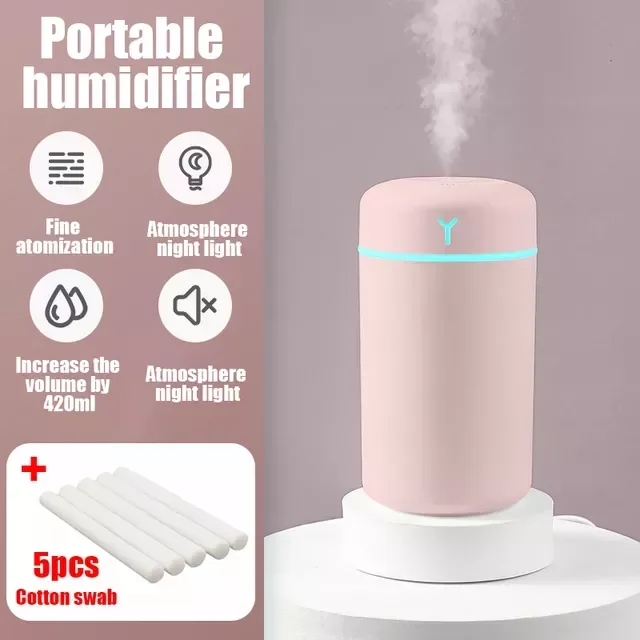 New in 420ml Air Humidifier Aroma Oil Humidificador for Home Car USB Cool Mist Sprayer with Colorful Soft Night Light diffuser h