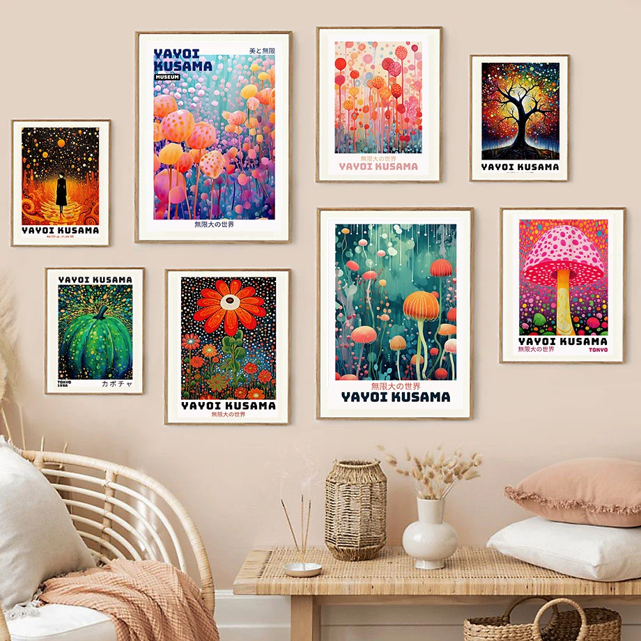 Lnspired от Yayoi абстрактное искусство Kusama японское Искусство Настенная Картина на