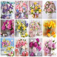 sdoyuno oil painting by numbers flowers diy craft kits for adults handpainted modern picture drawing coloring by numbers decor