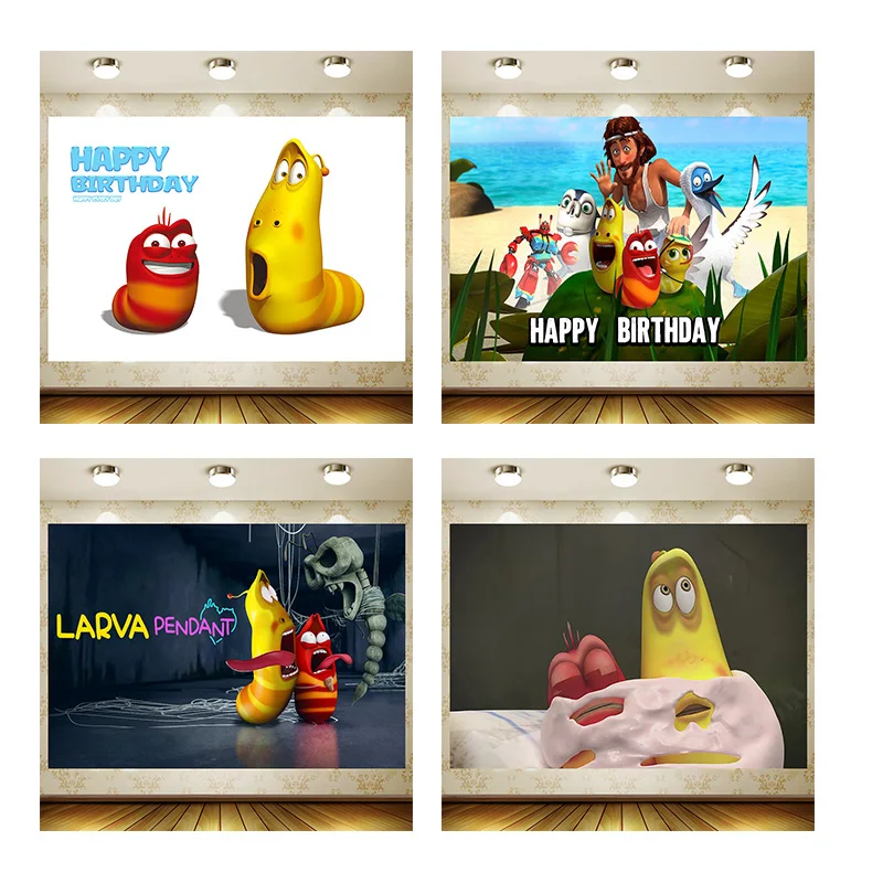 Детский фон для фотосъемки с изображением лиственницы забавного червя