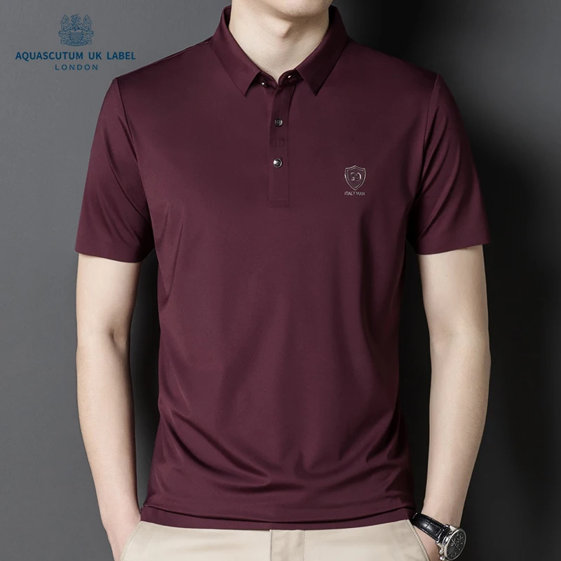 

2022 Aquascutum men's crewneck embroidered short-sleeved polo